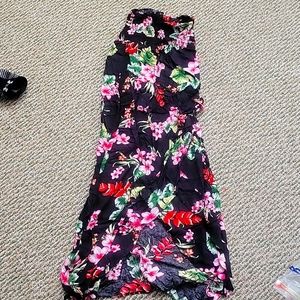 Strapless high low flower dress